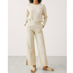Sage The Label Wide Leg Beige Slit Hem Cotton Trousers/Pants Size Small NWT
